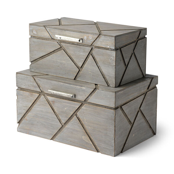 Niobe Gray Wooden Nesting Box, Set of Two, image 1