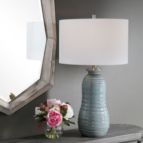 Zaila Brushed Nickel and Light Blue Table Lamp, image 2