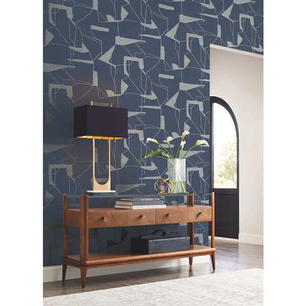 Abstract Geo Navy and Silver Wallpaper, image 3
