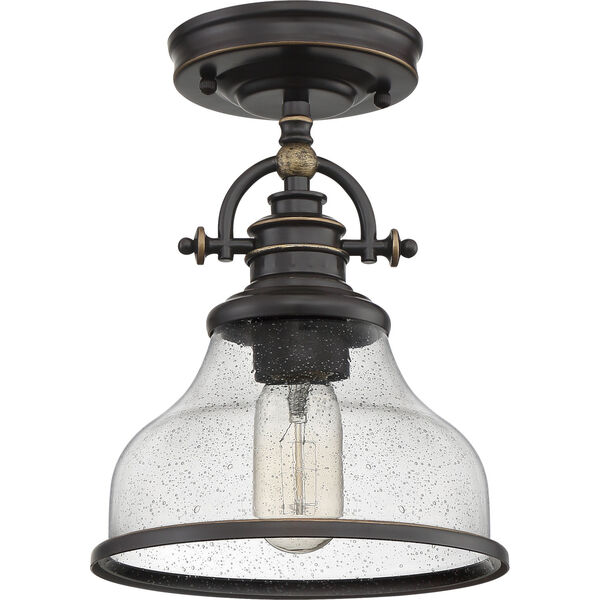 Grant Palladian Bronze 8-Inch One-Light Semi-Flush Mount with Clear Seeded Glass, image 2