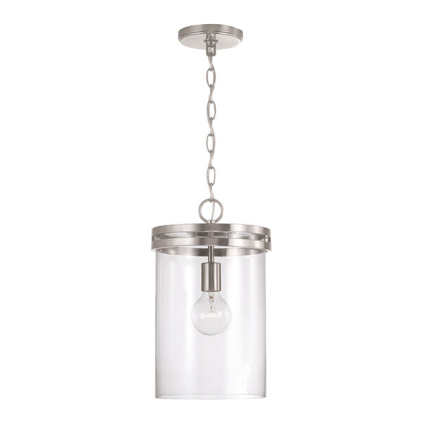 Fuller Brushed Nickel One-Light Pendant with Clear Glass, image 1