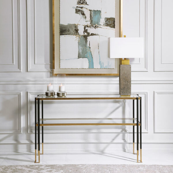 Kentmore Black and Brushed Gold 54-Inch Console Table, image 2
