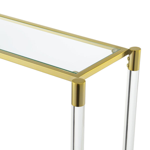 Royal Crest Gold 2-Tier Acrylic Glass Console Table, image 5