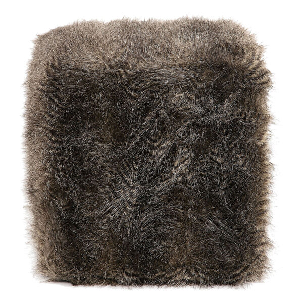 Jayna Charcoal Brown Fur Ottoman, image 3