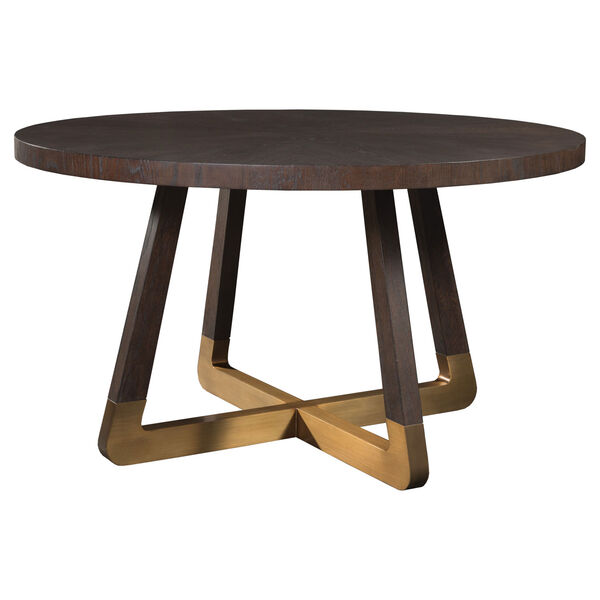 Signature Designs Rich Brown and Brass Verbatim Round Dining Table, image 1