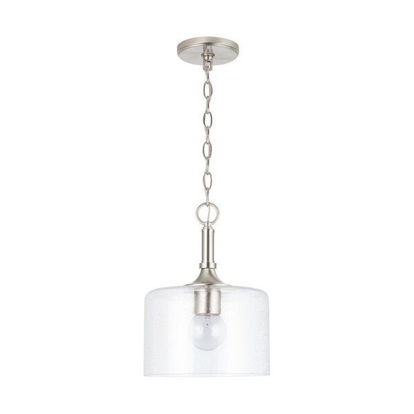 HomePlace Carter Brushed Nickel Pendant with Clear Seeded Glass - (Open Box), image 1
