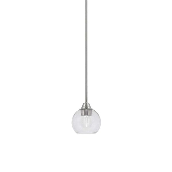 Paramount Brushed Nickel One-Light Mini Pendant with Six-Inch Clear Bubble Dome Glass, image 1
