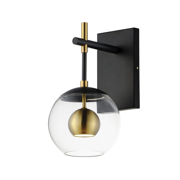 Nucleus Black and Natural Aged Brass LED Wall Sconce, image 1