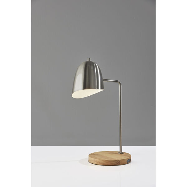 Jude Brushed Steel and Natural One-Light Desk Lamp, image 3