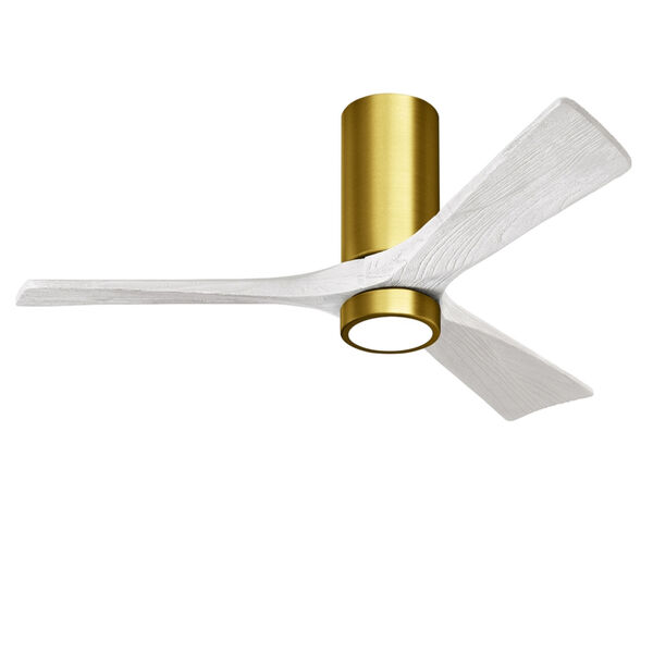 Irene-3HLK Brushed Brass 52-Inch Ceiling Fan with LED Light Kit and Matte White Blades, image 1