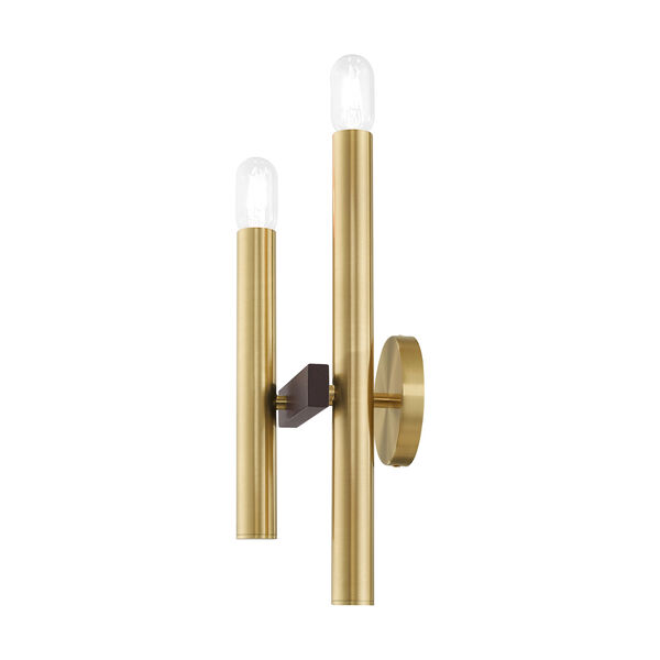 Helsinki Satin Brass and Bronze Two-Light Wall Sconce, image 6