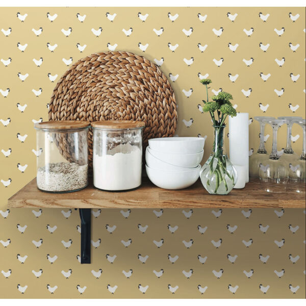 Simply Farmhouse Yellow Roost Wallpaper, image 1