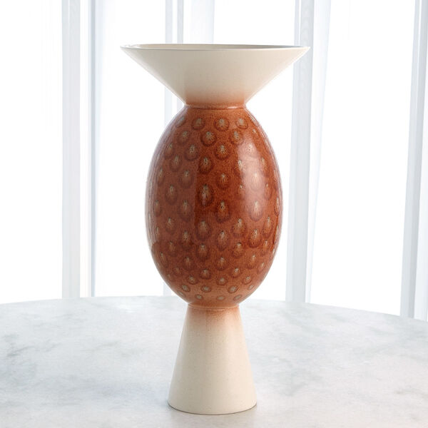 White and Brown Sunset Dots Wide Orb Vase, image 2