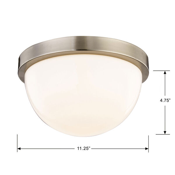 Nicollet Satin Nickel 11-Inch LED Flush Mount with White Opal Glass, image 2