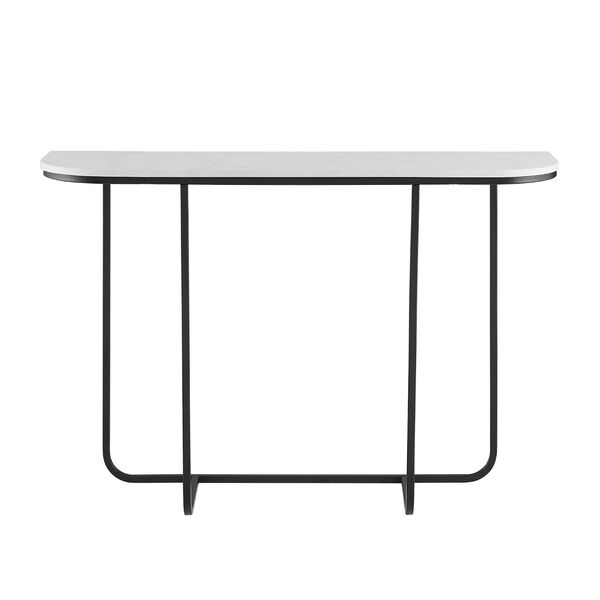 Harley Faux White Marble and Black Curved Entry Table, image 4