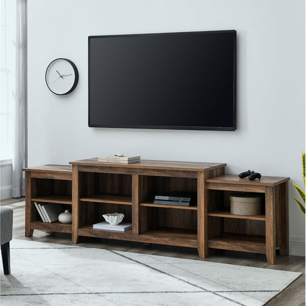 Rustic Oak Tiered Top TV Stand with Storage, image 3
