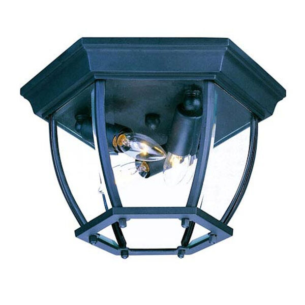 Matte Black Flushmounts Three-Light Ceiling Fixture Clear Beveled Glass, image 1