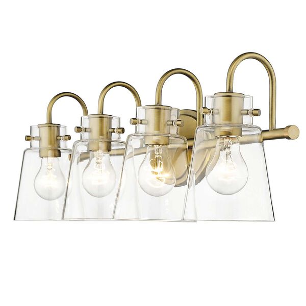 Bristow Antique Brass Four-Light Bath Vanity with Clear Glass, image 5
