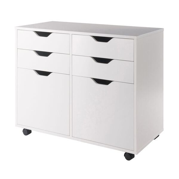 Halifax White Two-Section Mobile Storage Cabinet, image 1