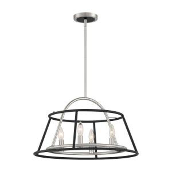 Campana Satin Nickel and Black 22-Inch Four-Light Chandelier, image 1