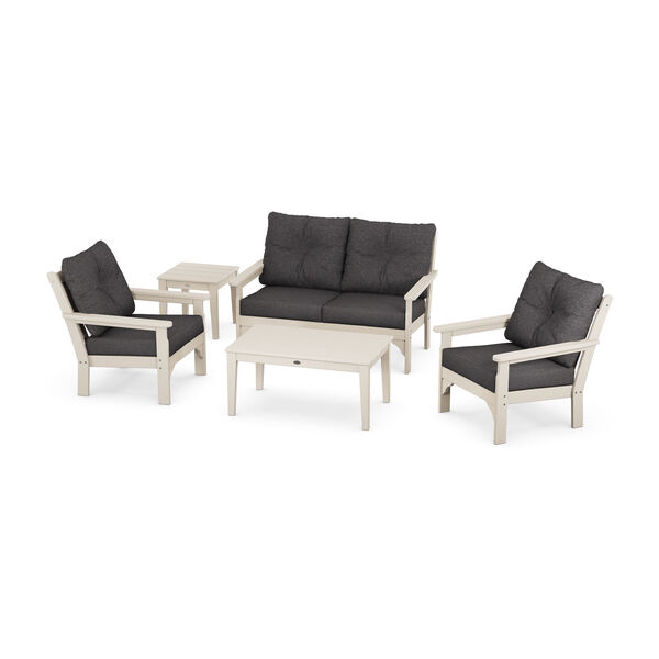 Vineyard Sand and Ash Charcoal Deep Seating Set with Rectangular Table, 5-Piece, image 1