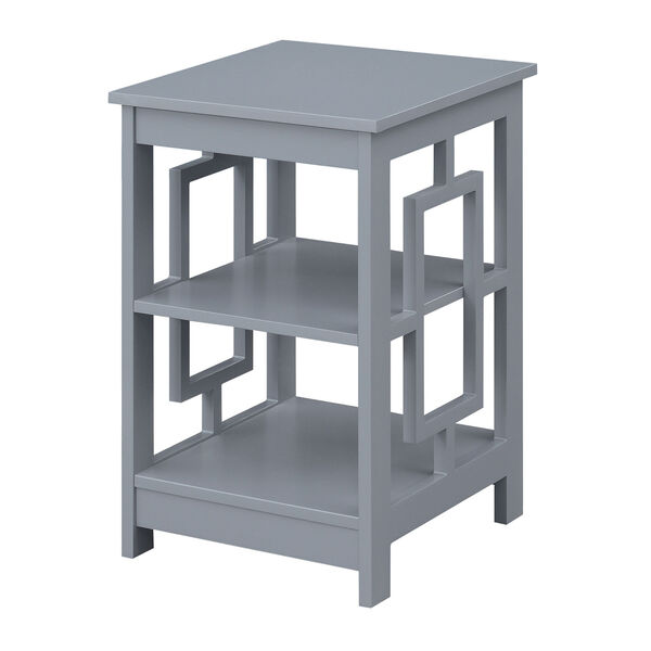 Town Square Gray End Table with Shelves, image 3
