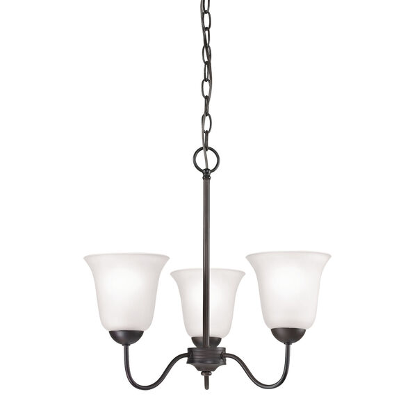 Conway Oil Rubbed Bronze Three-Light Chandelier with White Glass Shade, image 1