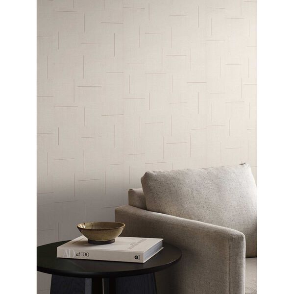 Geo Block Weave Linen Wallpaper, image 1