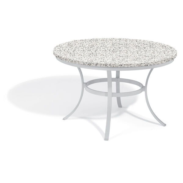 Travira 48-inch Round Dining Table - Powder Coated Aluminum Frame - Lite-Core Granite Ash Top, image 1