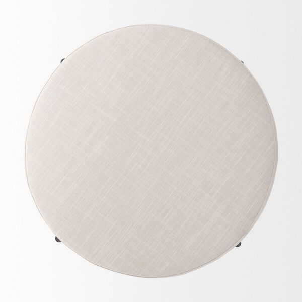 Colburne Beige and Black Wood Round Ottoman, image 4