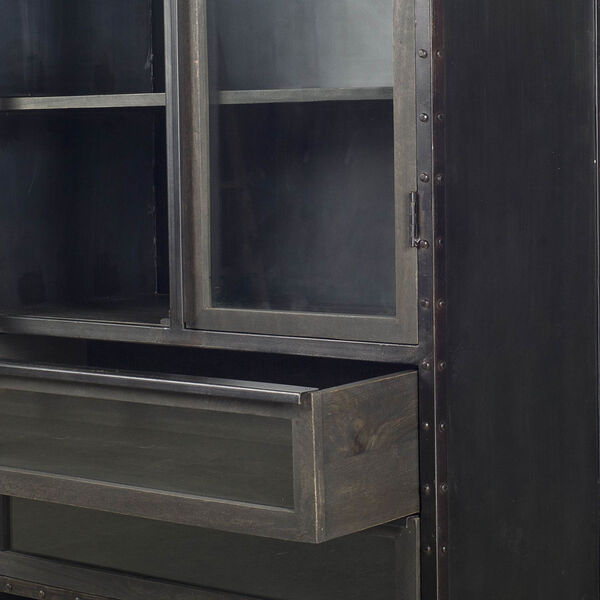 Gehry Dark Brown Glass Door Display Cabinet, image 3