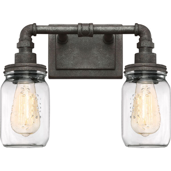 Squire Rustic Black 14-Inch Two-Light Bath Light, image 1