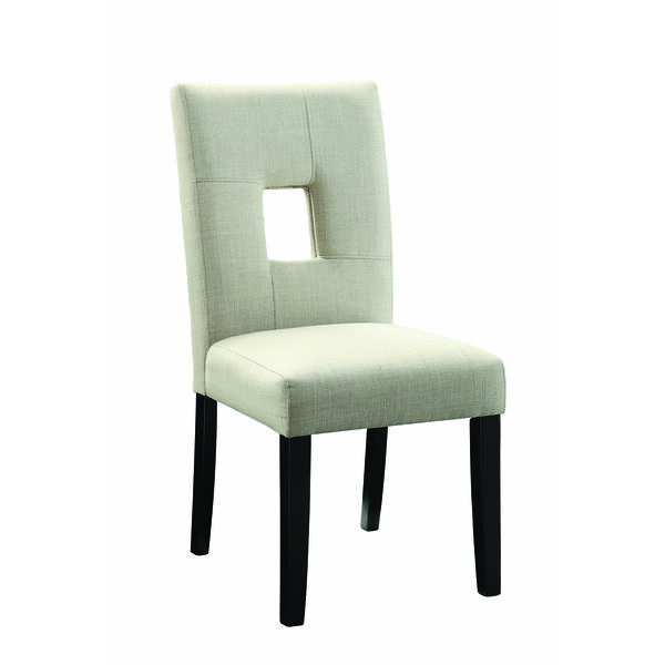 Beige and Black Upholstered Side Chair with Square Cut-out in Seat Back, image 1