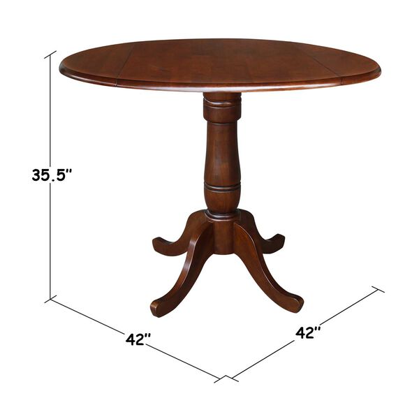 Espresso 36-Inch Round Top Dual Drop Leaf Pedestal Dining Table, image 5