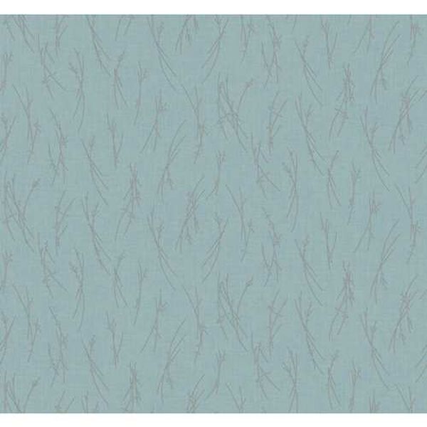 Sprigs Smokey Blue and Silver Wallpaper, image 2