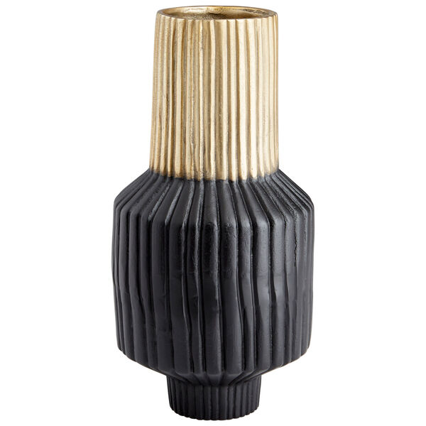 Matt Black and Gold 8-Inch Allumage Vase, image 1