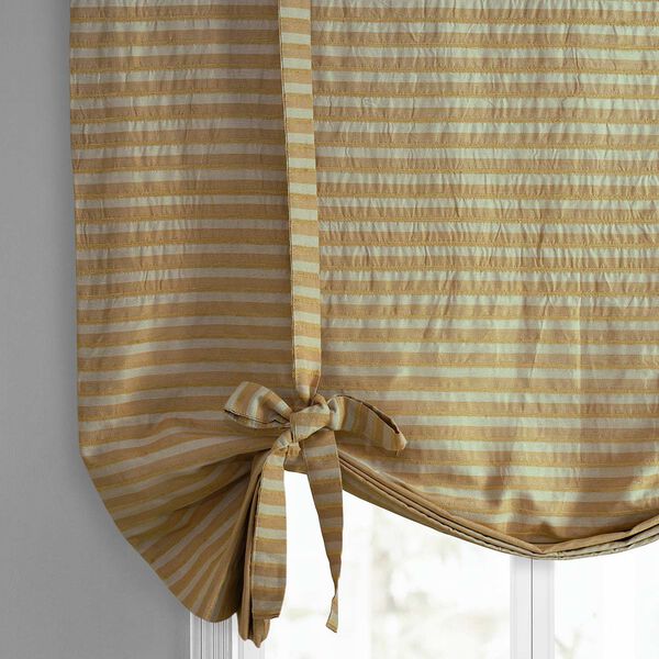 Beige And Gold Hand Weaved Cotton Tie Up Window Shade Single Panel, image 6