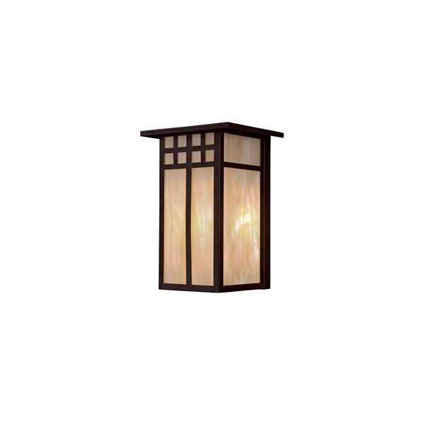 Scottsdale II Textured French Bronze One-Light Outdoor Wall Mount with Honey Opal Art Glass, image 1