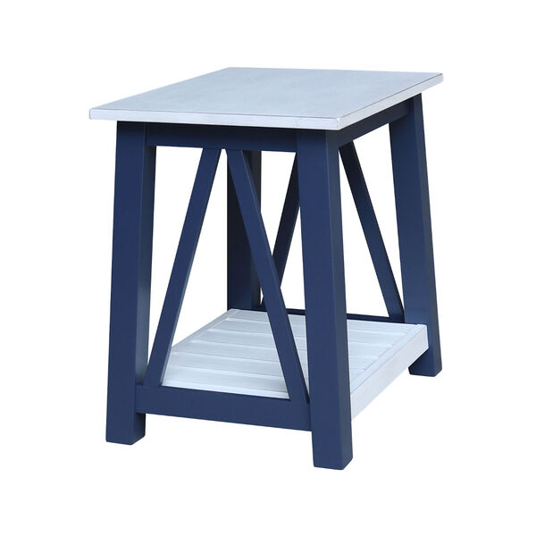 Surrey Blue and Antiqued Chalk End Table, image 4