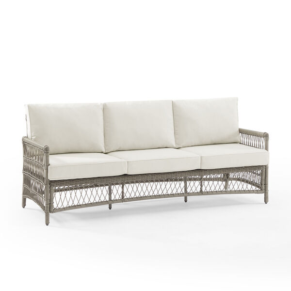 Thatcher Creme and Driftwood Outdoor Wicker Sofa, image 6
