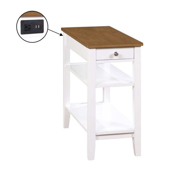 Multicolor American Heritage One Drawer Chairside End Table with Charging Station and Shelves, image 8