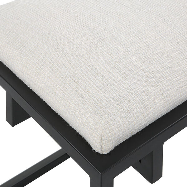 Paradox Matte Black and White Iron and Fabric Bench, image 4