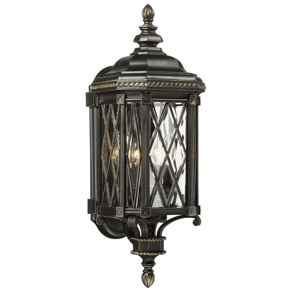 Bexley Manor Black with Gold Highlights Four-Light Outdoor Wall Mount, image 1
