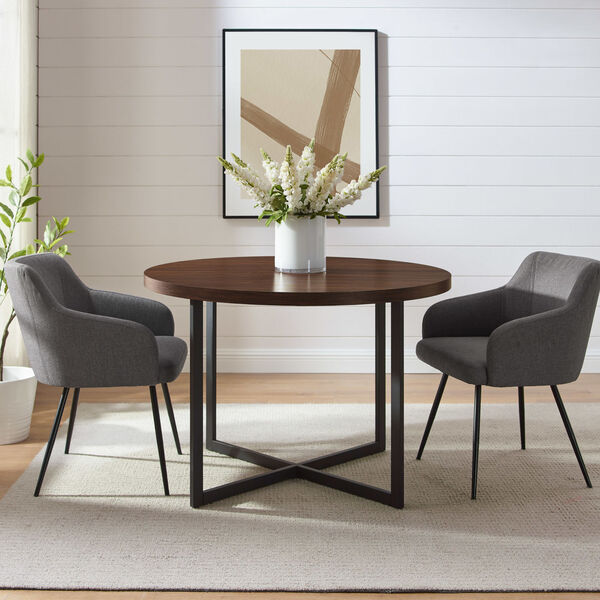 Connor Dark Walnut Metal and Wood Round Dining Table, image 3