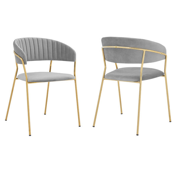 Nara Gray Velvet Gold Chrome Dining Chair, Set of Two, image 1