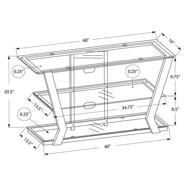TV Stand - Black Metal with Tempered Glass, image 3