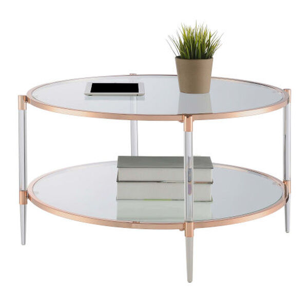 Royal Crest Rose Gold 2-Tier Acrylic Glass Coffee Table, image 4
