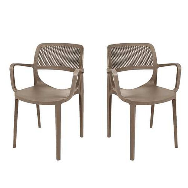 Mila Cappuccino Outdoor Stackable Armchair, Set of Four, image 1