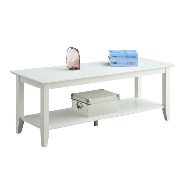Grace White Coffee Table with Shelf, image 2