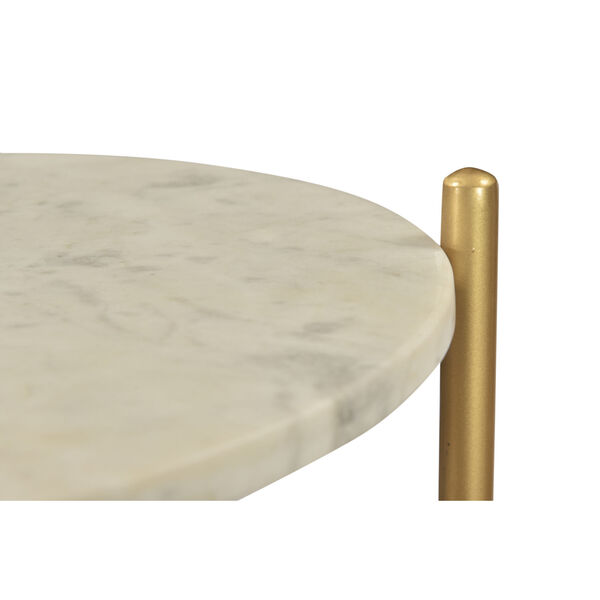 White and Gold 16-Inch Accent Table, image 6